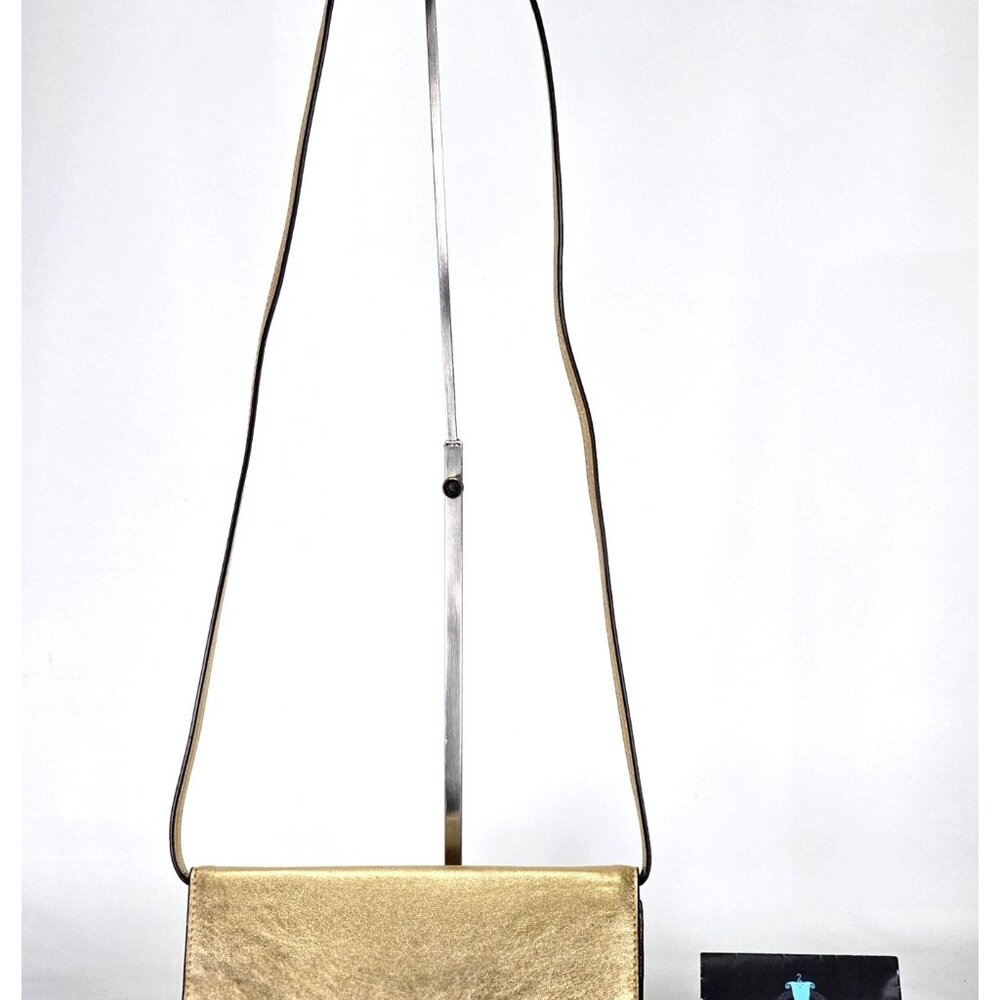 NWOT Michael Kors Women's Gold Metallic Leather Lana Crossbody Clutch Bag 352